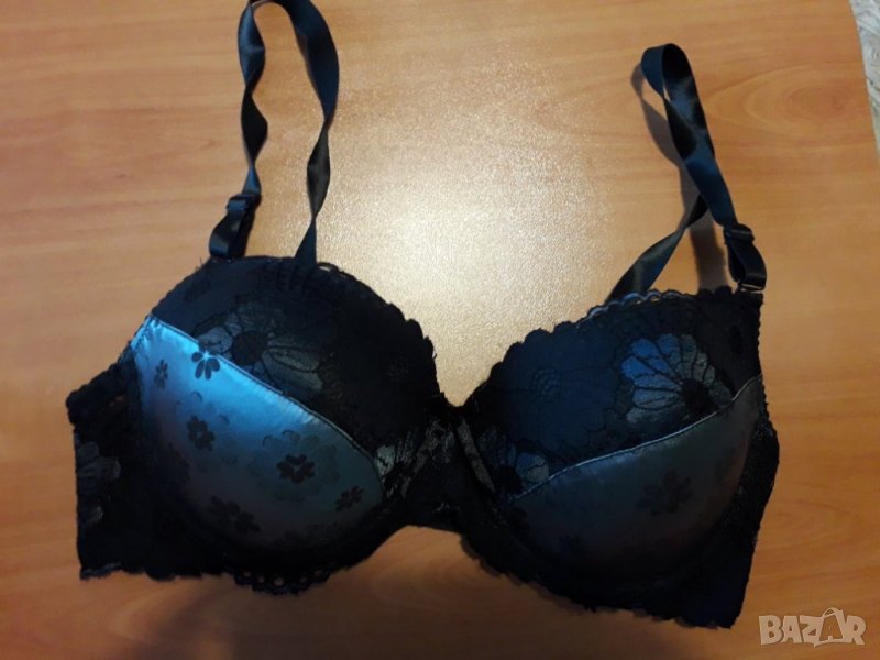 Луксозен сутиен черна дантела и сребристо 80 Д, снимка 1