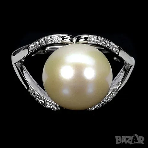 925 сребърен пръстен с натурална перла  11mm, подходящ за подарък , снимка 1