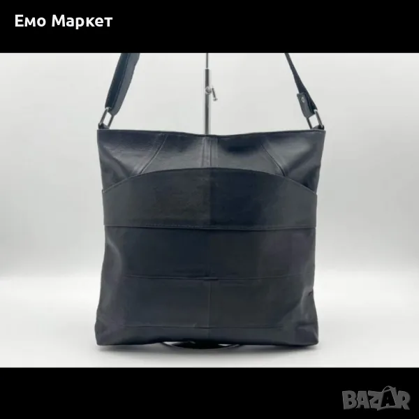 Модерна дамска чанта от естествена к. в класически прав дизайн 36/35см, снимка 1