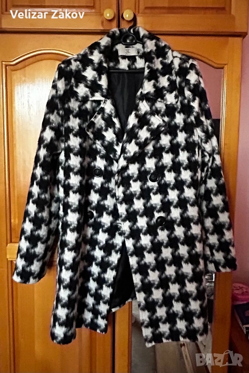 Дамско преходно палто – черно/бяло, елегантно, снимка 1