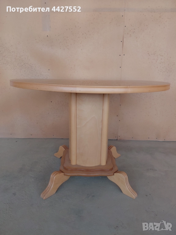 Трапезна маса ф110 см  дъб и още 6 бр., снимка 1