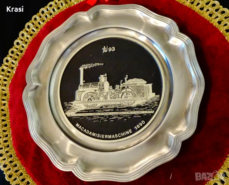 Пано от калай с парен локомотив,влак. , снимка 1