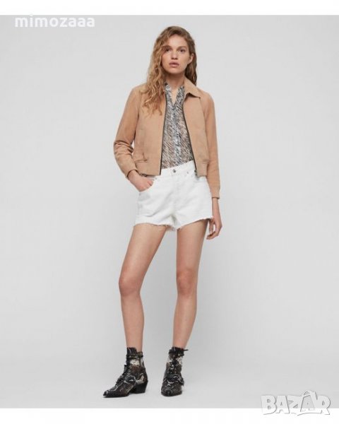 Allsaints Suede Beige Bomber яке естествена кожа, снимка 1