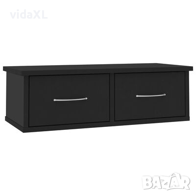 vidaXL Стенен рафт с чекмеджета, черен, 60x26x18,5 см, ПДЧ*SKU:800586, снимка 1