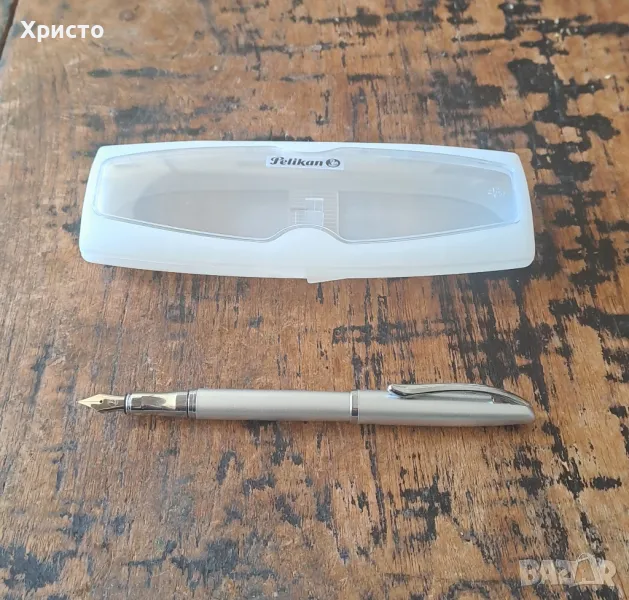 писалка Пеликан Peliкan сребрист метал в кутия, снимка 1