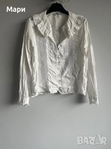 Интересен сет памучна риза с бродерии Zara, панталон H&M, снимка 2 - Комплекти - 53948015