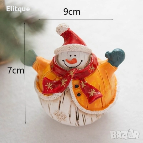Коледни снежни човечета от полирезин – малка фигурка, идеална коледна украса за всеки дом, снимка 4 - Декорация за дома - 52504015