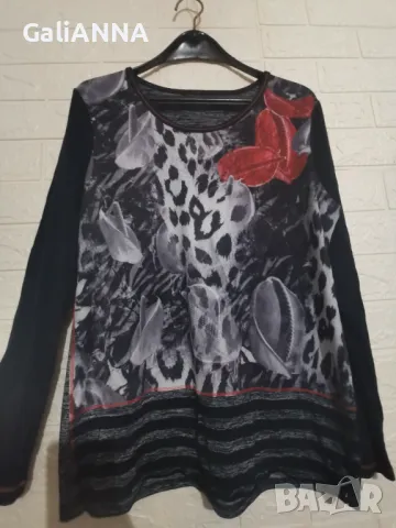 СТРАХОТНА БЛУЗА ЕФЕКТЕН ДЕСЕН XL-2XL, снимка 2 - Туники - 47487398