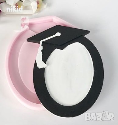 Тога абитуриент Бал завършване овал рамка снимка силиконов молд форма фондан шоколад гипс калъп, снимка 3 - Форми - 37277139