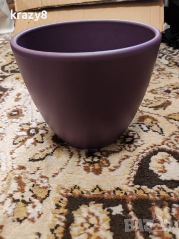 Керамична Кашпа Лилава, снимка 2 - Саксии и кашпи - 44768707