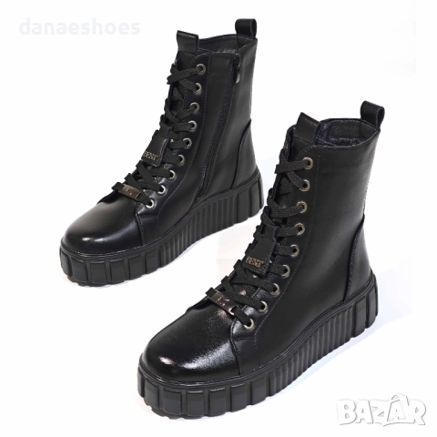 Дамски спортни боти в черно с ефектна подметка , снимка 2 - Дамски боти - 52075587