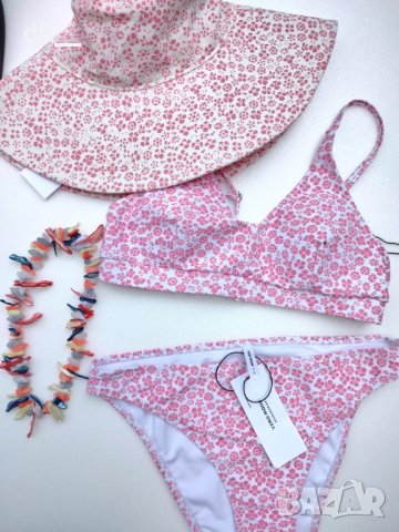 НОВИ! Дамски бански с етикет! С подплънки , на райе, цветя, фламинго, снимка 3 - Бански костюми - 7506546
