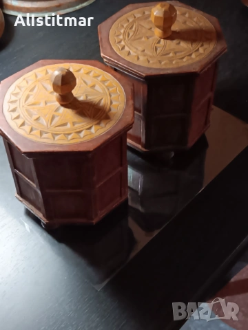 Сет от два дървени декоративни бурканa, снимка 5 - Декорация за дома - 53115541