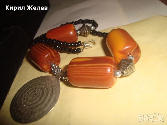ОГЪРЛИЦА ФАТУРАН ПОСРЕБРЯВАНЕ МЪНИСТА ХЕНД-МЕЙД АРТ КОЛИЕ КЕХЛИБАР ДАМАРИ 4497, снимка 13 - Колиета, медальони, синджири - 33717153