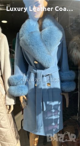 Дамски палта от кашмир, алпака и естествен косъм от лисица, снимка 4 - Палта, манта - 38575414