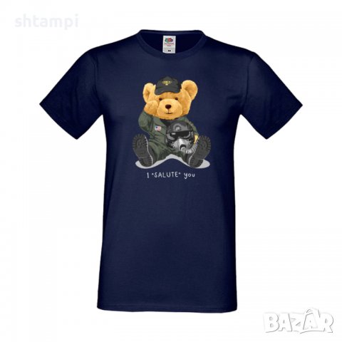 Мъжка тениска bear I SALUTE you for,тениска с Мече,Меченце,Животно, Играчка,Изненада,Подарък,Повод,, снимка 2 - Тениски - 37291390