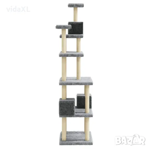 vidaXL Котешко дърво със сизалени стълбове, светлосиво, 188 см, снимка 5 - За котки - 56146214