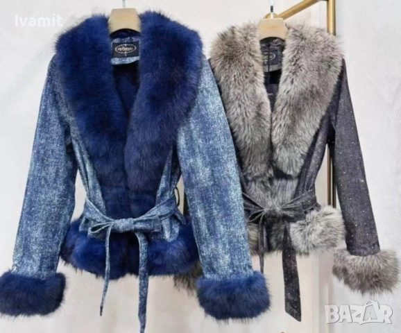 Дамско яке с пух и камъчета, снимка 4 - Якета - 52370607