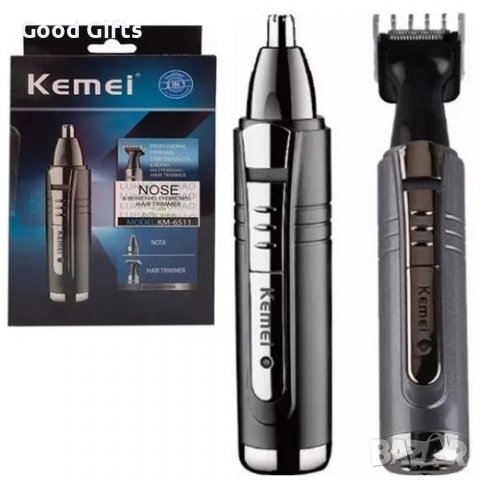 Kemei KM-6511 , 2 в 1 Електрически акумулаторен тример за нос и уши