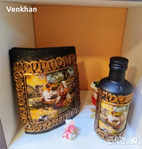Kомплект малка керемида и шише декоративни., снимка 3 - Декорация за дома - 53003079