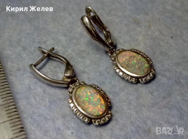 ПРЕКРАСНИ СКЪПОЦЕННИ СРЕБЪРНИ ОБЕЦИ СРЕБРО 925 АНГЛИЙСКА ИЗРАБОТКА с БЯЛ ОГНЕН ОПАЛ и ЦИРКОНИ 26212, снимка 8 - Обеци - 49917578