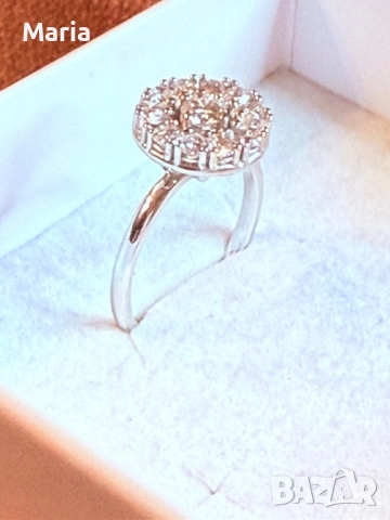 Дамски пръстен бяло злато и диаманти, снимка 6 - Пръстени - 52470815