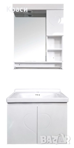 Комплект мивка+шкаф и горен шкаф с огледало за баня чисто нови, снимка 9 - Мивки - 52898371