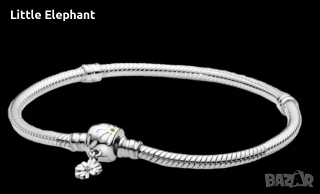 Сребърна гривна Пандора,змийска плетка,17 см"Цвете на настроението"/нова