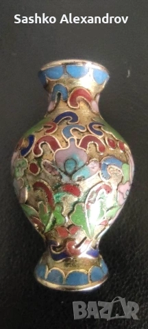 Миниатюрна ваза Клоазоне (Cloisonné) – Китайски емайл, 4.5 см , снимка 8 - Други ценни предмети - 54322291