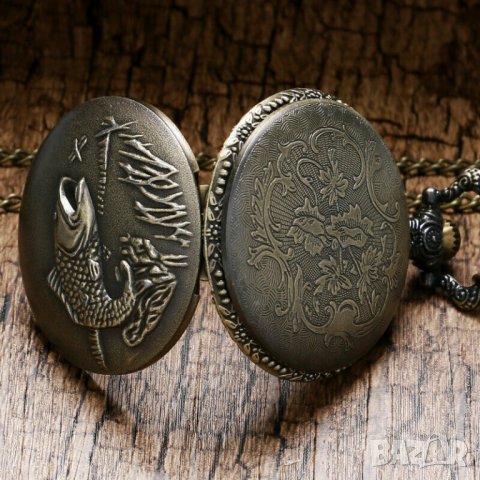 Красив Джобен часовник с риба риболовец рибар улов въдица, снимка 6 - Други ценни предмети - 30145170