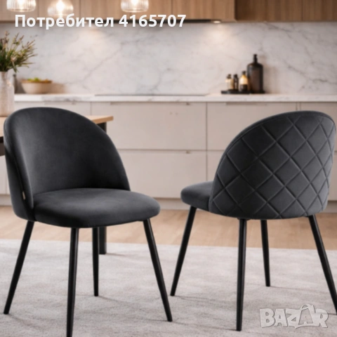 Дизайнерски сив стол FARO – тапициран, стабилен и удобен, снимка 3 - Столове - 53977742