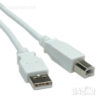 Кабел USB-A към USB-B 2.0 Digital One SP01170 Бял, USB Type A to USB B M/M, снимка 1 - USB кабели - 31257323