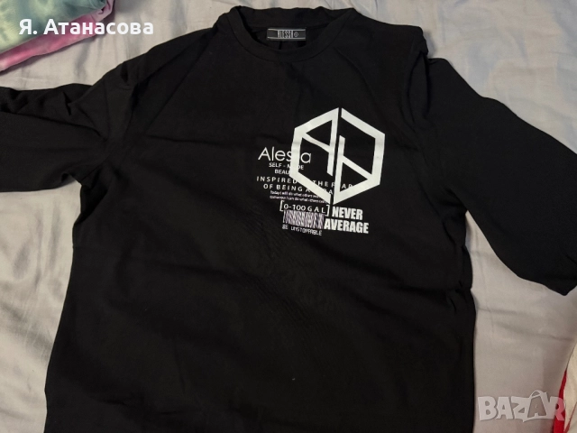 Тениска - Street Style Star T-shirt - Black - Alessa - Нова - S размер, снимка 4 - Тениски - 52588215