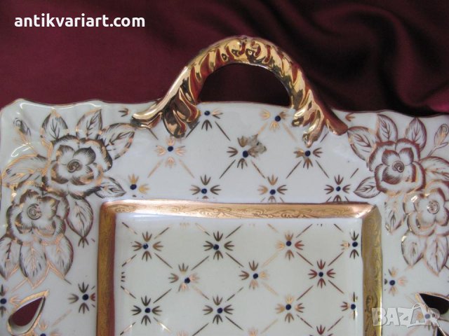 Винтич Голям Порцеланов Поднос Япония Маркиран, снимка 6 - Антикварни и старинни предмети - 31664165