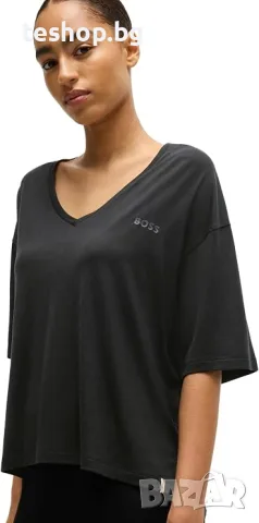 Дамска тениска BOSS CP Stripe_T-Shirt в цвят крем размер S