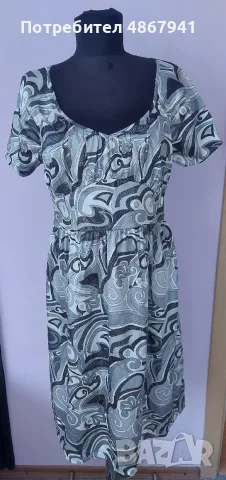 LMC Рокля L / M-L - Сатенена - Сиво Черна - Принт Барок - STYLE DRESS MADONA - НОВА С ЕТИКЕТ