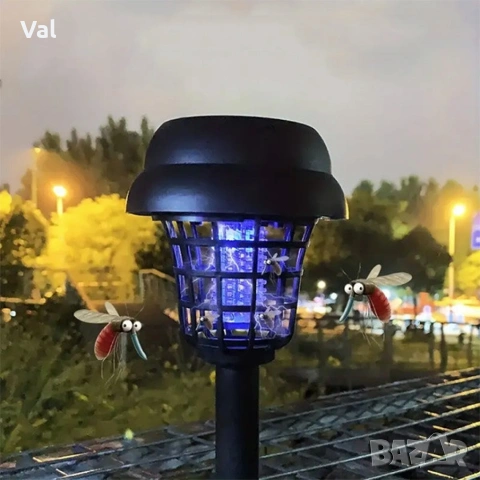 Соларна лампа против комари за открито – комплект 2 броя с UV защита и декоративно осветление, снимка 4 - Соларни лампи - 53035981