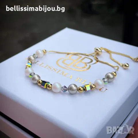 Дамска Гривна от Перли и Кристали Сваровски/Swarovski