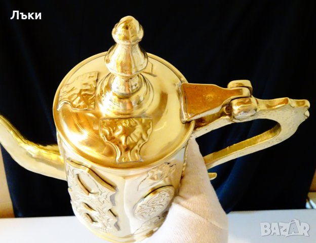 Персийска кана,чайник с апликации 1.11 кг. , снимка 6 - Антикварни и старинни предмети - 30296233