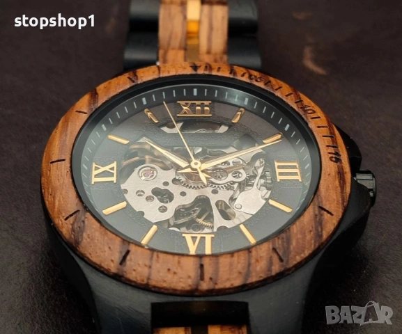 Дърво Автоматичен часовник Зебре и абаносово дърво , снимка 2 - Мъжки - 54081277