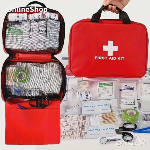 Аптечка напълно оборудвана 173 броя за дома, колата, пътуването
