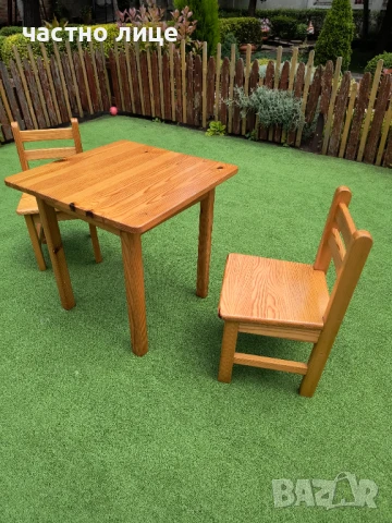 маса и стол детски от естествено   дърво, снимка 2 - Мебели за детската стая - 50463225