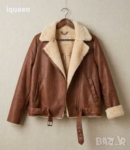 Zara кожено яке в кафяво