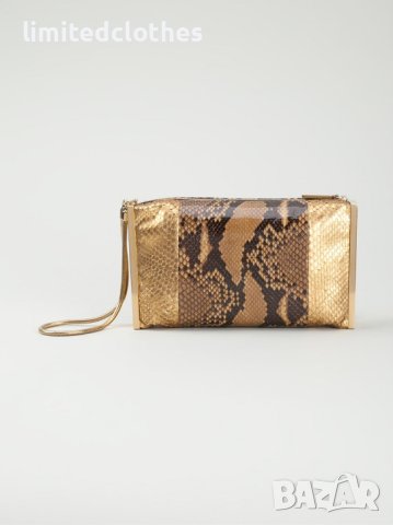 Lanvin ''Private'' Gold Python Skin Clutch Дамска Чанта / Плик / Клъч от Змийска Кожа, снимка 1 - Чанти - 42216664