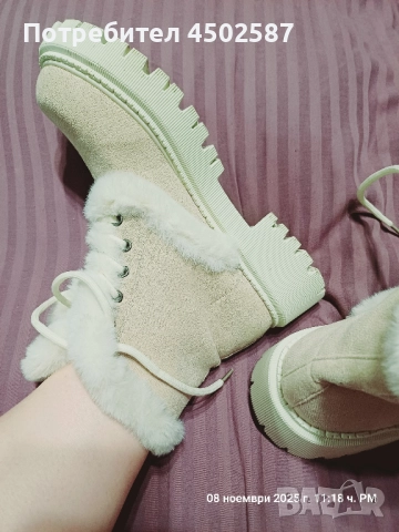 Топли бежови боти, снимка 2 - Дамски боти - 52949037