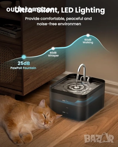 Фонтан за котки, 2,2 л фонтан за пиене за котки и кучета, супер тих, снимка 3 - За котки - 52855086