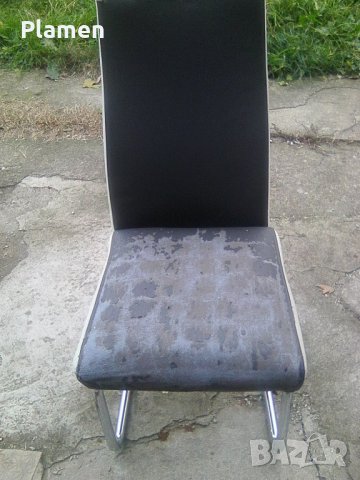 Тръбни столове от изкуственна кожа и плат четири броя, снимка 1