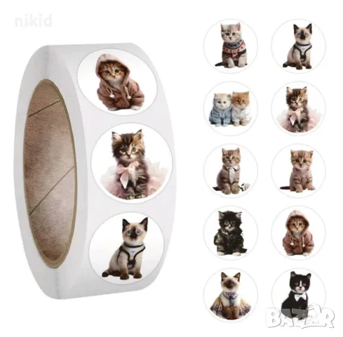 100 бр коте котка котки микс малки самозалепващи лепенки стикери за ръчна изработка за подарък