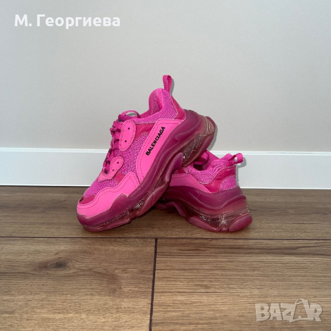 ХИТ! Маратонки с висока подметка Balenciaga Triple S в розово, розови, снимка 1 - Маратонки - 44805528