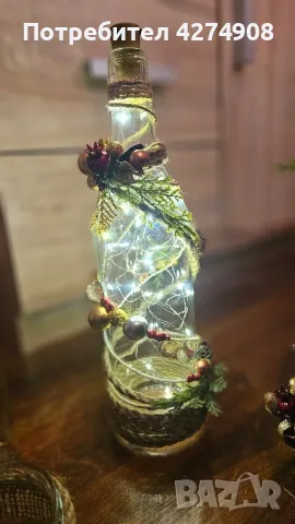Подаръчни бутилки и свещници- ръчна изработка , снимка 11 - Декорация за дома - 48359118